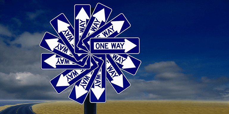 illustration of many "one way" signs going in different directions
